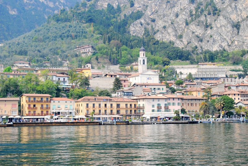 waterfront, city, mountain, nautical Vessel, water, outdoors, port, limone, plant, day, garda, nature, tree, 2K, no people, italy, building exterior, building