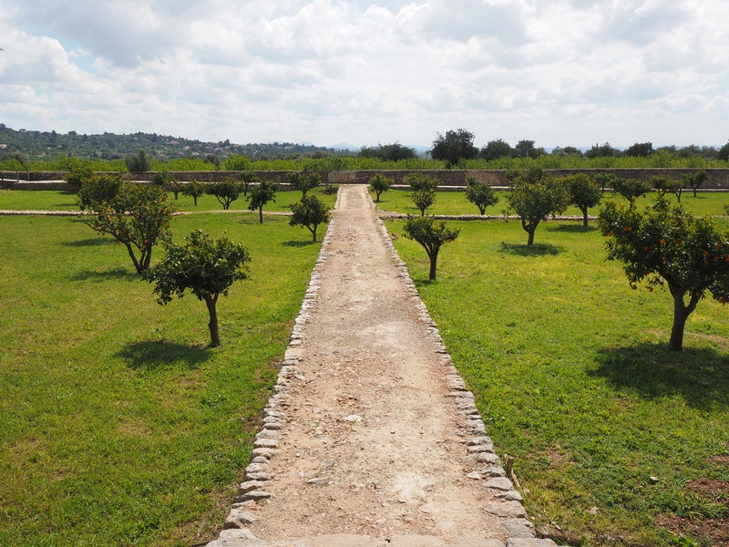 historically, trees, tranquil scene, the way forward, fruit trees, grass, pathway, landscape, tree, tranquility, field, land, nature, cloud - sky, footpath