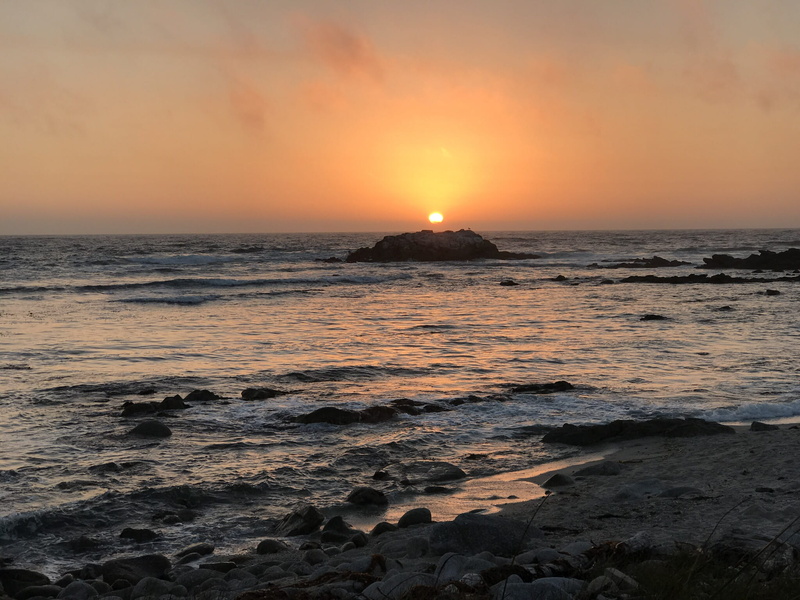 sun, sea, yellow, vacation, tranquil scene, tranquility, orange color, asilomar state beach, beauty in nature, united states, idyllic, sunset, motion, outdoors