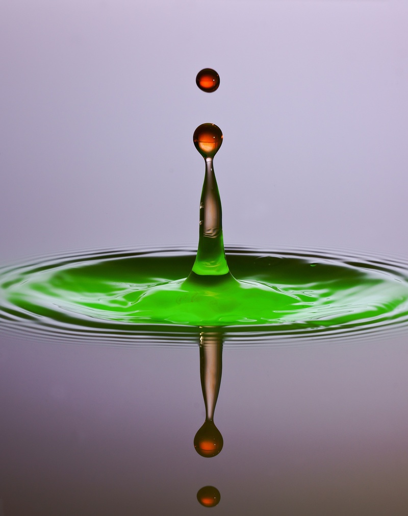 green color, motion, liquid, macro, hochspringender high drop, shape, purity, drop, water surface, indoors, high speed, rippled, water, splashing, splashing droplet