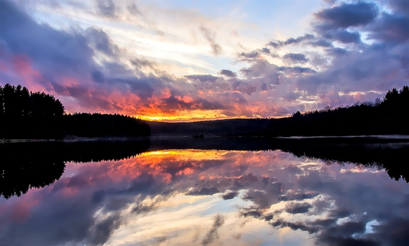 sky, Twilight at Deep Creek Lake,Maryland, scenics - nature, 720P, Deep Creek Lake, symmetry, waterfront, reflection, no people, tree, tranquil scene