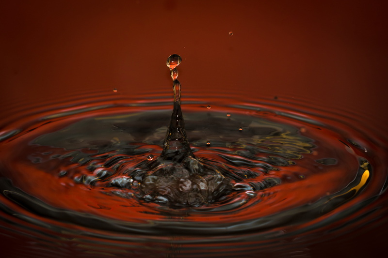 liquid, orange color, water surface, 4K, movement, waterfront, outdoors, purity, close-up, splashing, drip, falling, water, concentric, close, motion