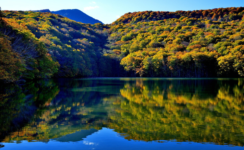 Aomori Prefecture, mountains, Towada, Japan, forest, lake, water, 2K, reflection, Tsuta Numa