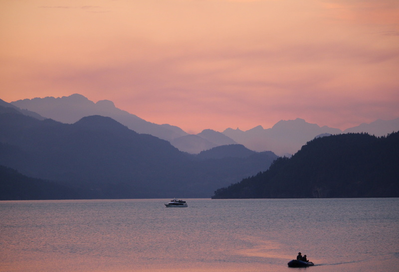 lake, Harrison Hot Springs, no people, columbia, sunset, silhouette, tranquil scene, tranquility, british columbia, nautical vessel, mountain, springs