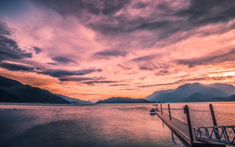 lake, idyllic, beautiful, sea, nature, harrison, 1080P, cloud - sky, canada, sky, sunset, beauty in nature, waterfront, tranquil scene, water