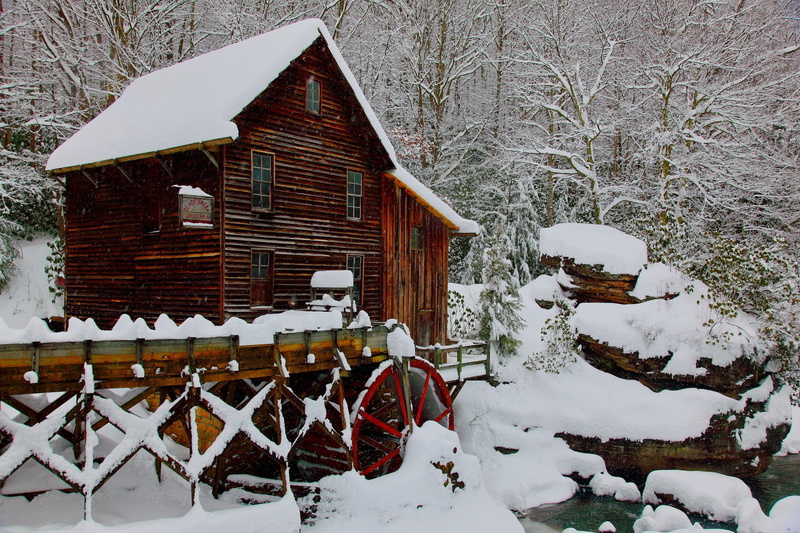 Watermill, 1080P, West Virginia, Glade Creek Grist Mill, Man Made, Babcock State Park