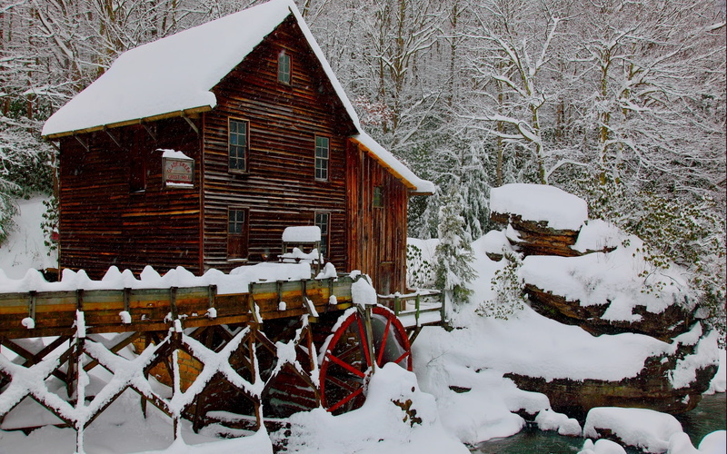 1080P, winter, mill, grist