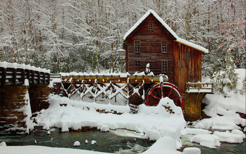 nature, mill, winter, buildings, 1080P, grist