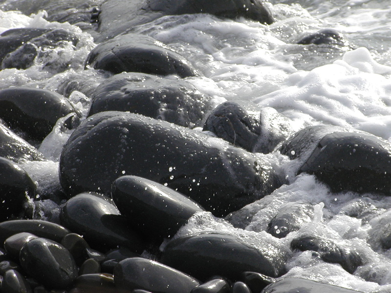 wet, black stones, stones, rock - Object, outdoors, Water, Waves, splashing, photo, sea, wave, beach, nature, timelapse, 720P, on the beach, black