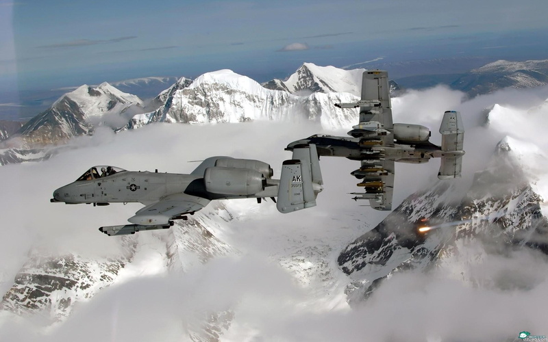 ii, hd, planes, military, 1080P, aircraft, art, mountains, x, thunderbolt, snow