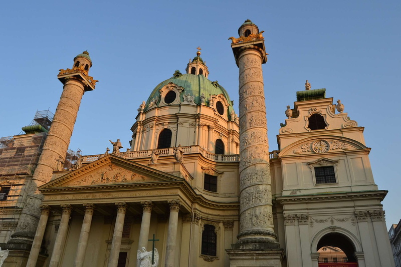 ornate, viena, travel destinations, sky, dome, green, nature, architectural column, outdoors, ancient civilization, austria, built structure, europe, no people