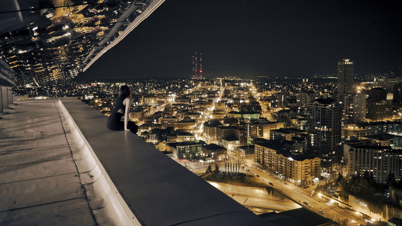 high Angle View, transportation, tall - high, cityscape, illuminated, cityescape, building Exterior, urban Skyline, front, tower, edge, travel, building