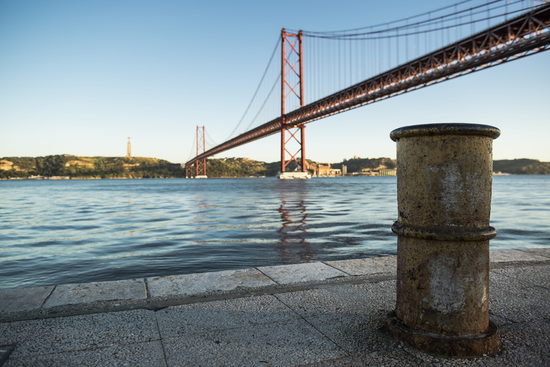 architecture, river, 25 de abril bridge, nature, body, connection, architectural column, travel destinations, sea, bay, portugal, post, bridge, sky, transportation