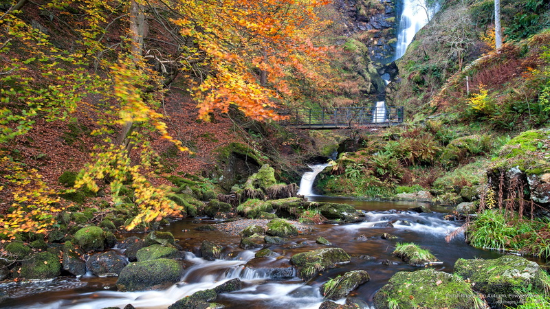 wales, autumn, powys, rhaeadr, 2K, pistyll, Waterfalls