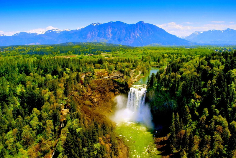 Washington, Snoqualmie Falls, Nature, Green, 1080P, Landscape, Tree, Forest, Waterfalls, Waterfall