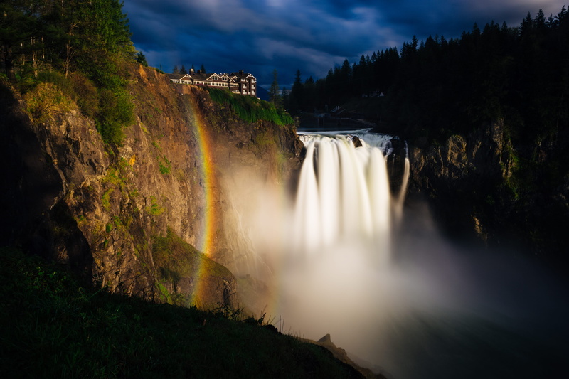 snoqualmie, cliff, environment, motion, waterfall, tree, time, power, beauty in nature, plant, night, blurred motion, shadow, silhouette, river, scenics - nature