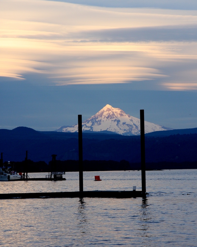 mountain range, landscape, view, mount hood, river, hood, idyllic, tranquility, mount, scenic, mountain, snowcapped mountain, outdoors, cloud - sky, 1080P