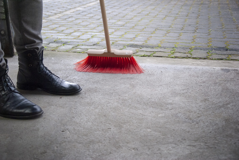 people, clean, footpath, garage, cleaning equipment, clean up, outdoors, vacuuming, sweeping, lifestyles, body part, standing, floor, cleaning, day, housework