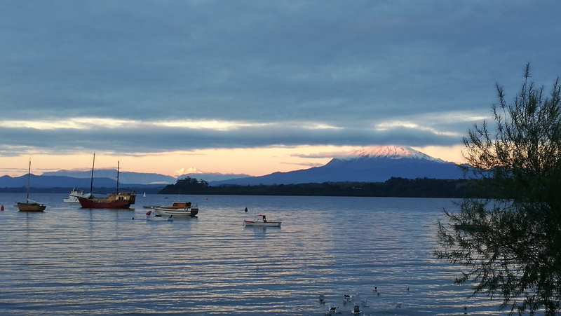 2K, chile, waterfront, mode of transportation, sunset, scenics - nature, sky, reflection, sailboat, lake, tranquil scene, tranquility, water, mountain