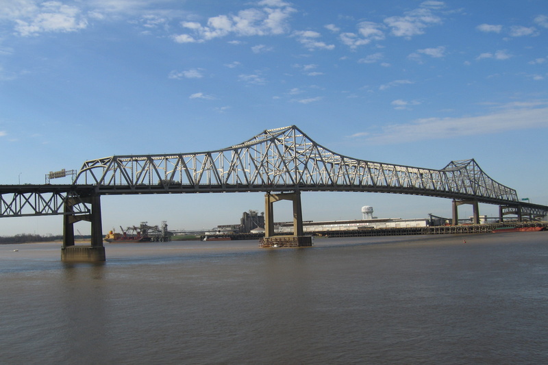 Mississippi River Bridge, nature, connection, 2K, long, architecture, louisiana, architectural column, tourism, waterfront, bridge - man made structure