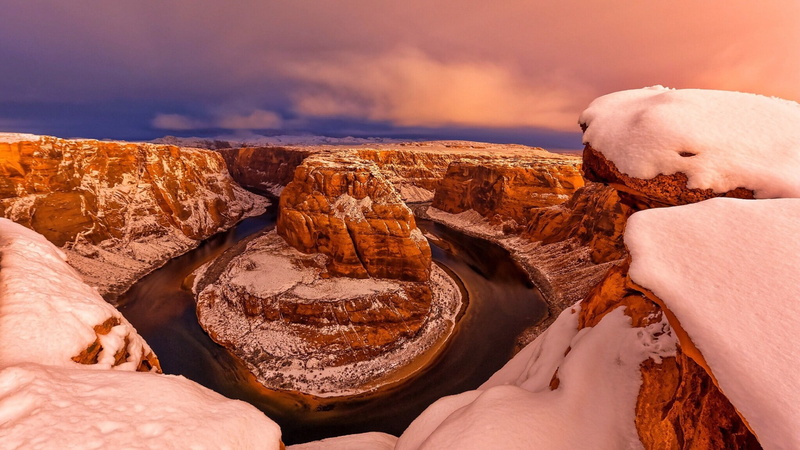 solid, rock formation, Arizona, winter, scenics - nature, geology, tranquility, no people, environment, nature, water, land, rock, mountains, rock - object