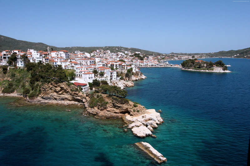 ocean, island, resort, water, rocks, Greece, 2K, vacation, booking, Skiathos, sea, travel