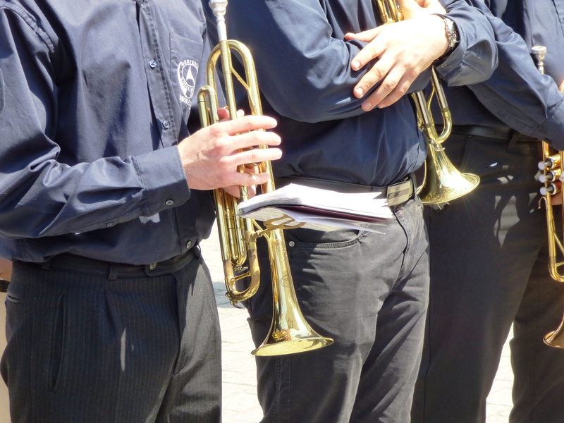 Instruments, brass instrument, arts culture and entertainment, brass, orchestra, men, playing, clothing, musician, 4K, Proboscis, artist, two people, scores