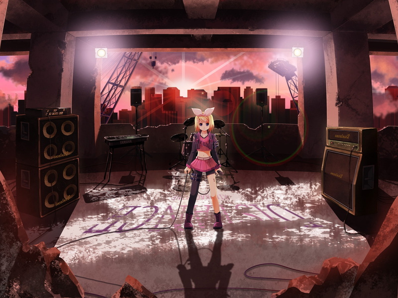 rin, kagamine rin, anime, 1080P, stage, kagamine, vocaloid, anime girls, 2000x1500, girls