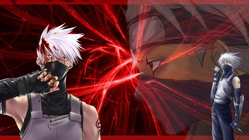 anime, hatake, sharingan, 1080P, upscaled, blood, shippuden, naruto, kakashi, manga