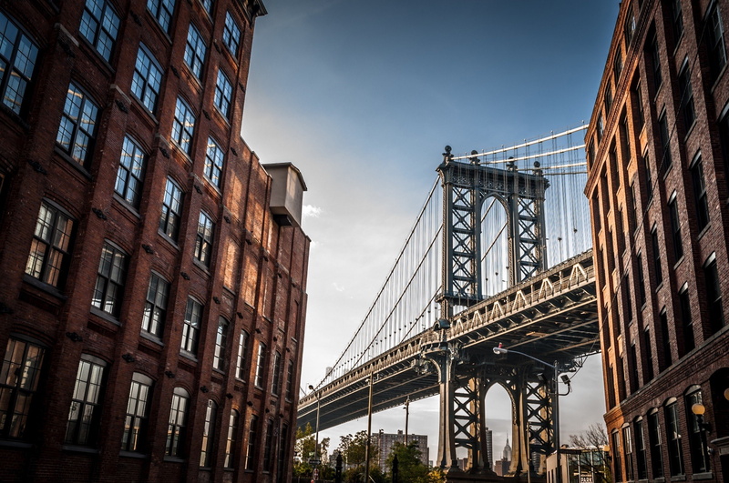 2K, built structure, architecture, building exterior, bridge - man made structure, travel destinations, bridge, transportation, suspension bridge, bridge cityscape new york city usa manhattan bridge sun rays old building window