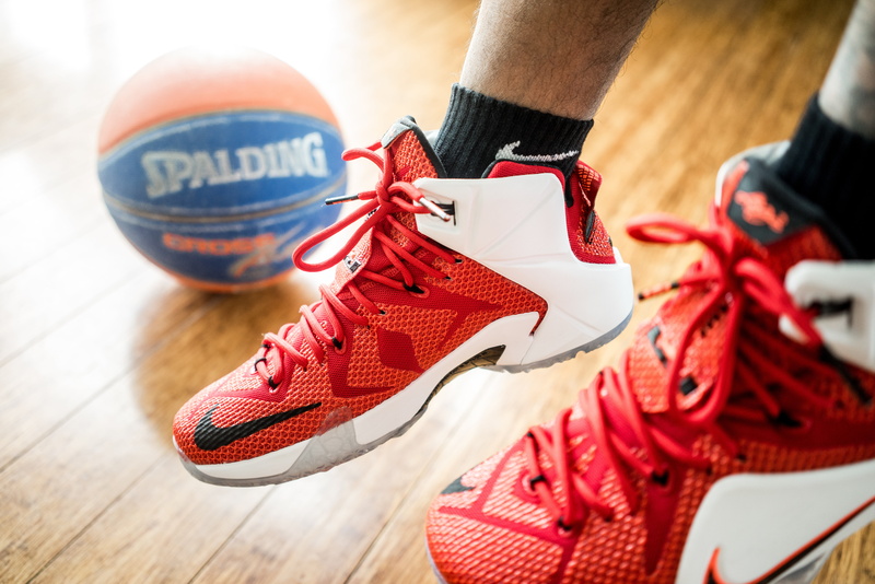 nike, spalding, exercising, relaxation Exercise, shoes, wood - material, day, sports Clothing, human leg, white, males, human body part, lebron, people