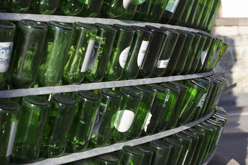 Green, glass - material, light, container, 5K, indoors, nature, stack, Cider, Bottles, in a row, no people, green, close-up, business, green color, still life