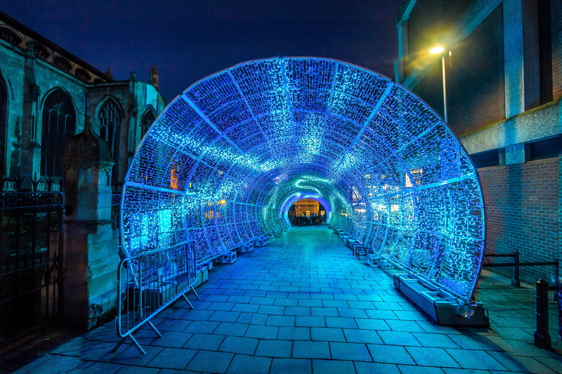 City, subway station, Led Lights, norwich, street, steel, Tunnel, electric lamp, direction, lights, glowing, no people, illuminated, In The Evening, gray