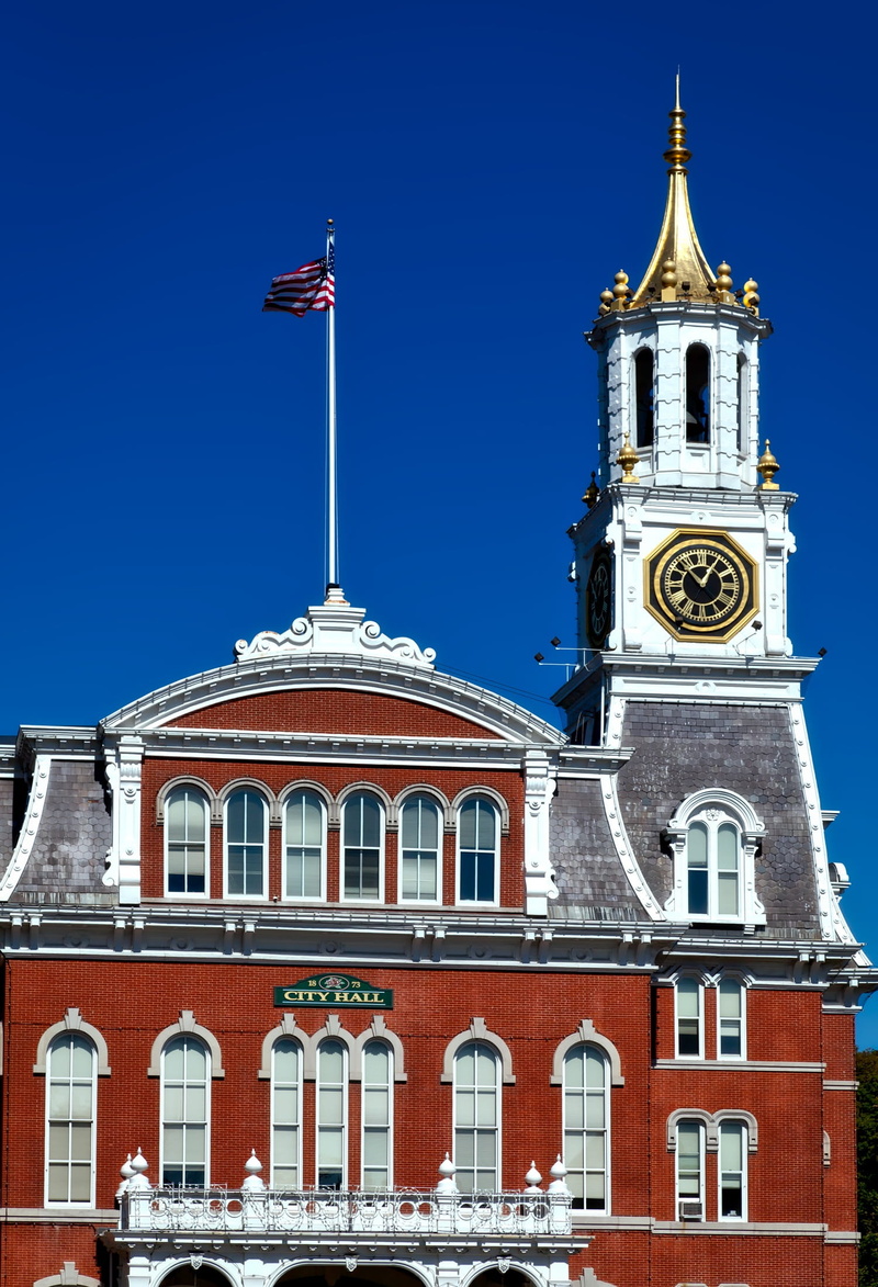 spire, flag, clock, travel destinations, urban Scene, old, clear sky, government, built Structure, religion, norwich, facade, church, City Hall, spirituality