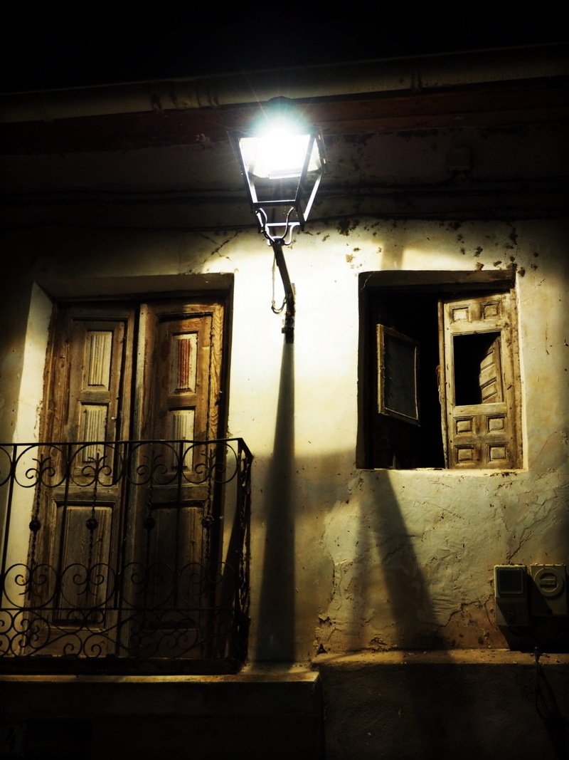 spooky, light, wall, building, electricity, window, brown, wooden, night, built structure, electric light, architecture, building exterior, street, horror