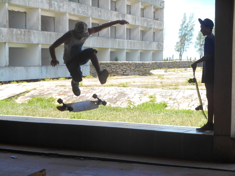 vertebrate, group of animals, animal, architecture, animal themes, day, real people, 5K, young adult, nature, human arm, longboard, jumping, built structure