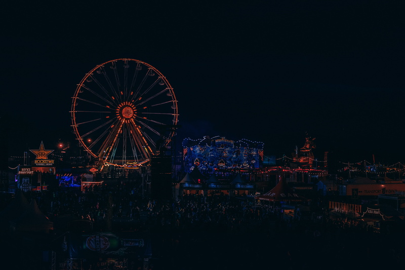 no people, 4k, sky, dark, built structure, traveling carnival, ferris, black, park, beside, nature, outdoors, light, 5K, clear sky, background, nightlife