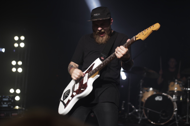 rocking, indie, guitarist, stage, tattoos, young adult, artist, musician, electric guitar, nightlife, playing, plucking an instrument, electric, beard