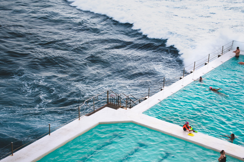 nautical vessel, motion, bondi, pool, high angle view, crash, luxury, 4K, swimming pool, australia, view, turquoise, people, adult, turquoise colored