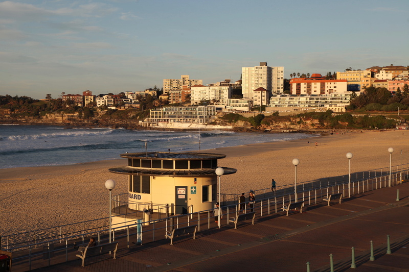 transportation, sea, water, waves, day, 5K, built structure, high angle view, building, australia, travel, sand, sky, bondi, beach, building exterior