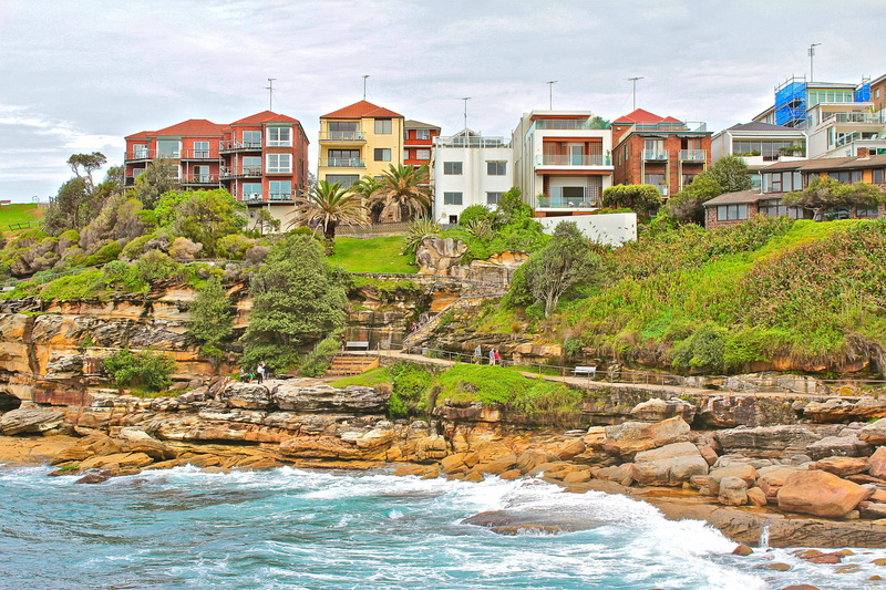 built structure, outdoors, plant, rock, travel destinations, blue, ocean, cityscape, rock - object, city, panorama, architecture, australia, landmark, sea