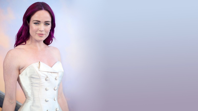 2K, women, redhead, Caity Lotz, actress, simple background, dress