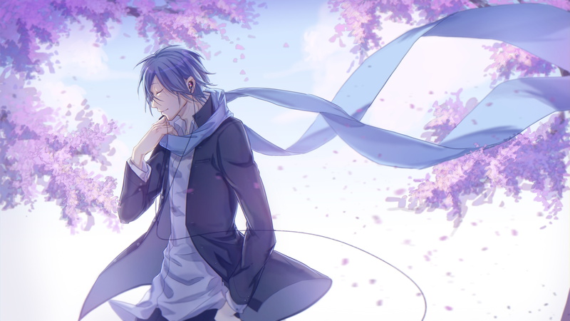 scarf, kaito, Anime, profile view, wind, front view, glasses, casual clothing, hairstyle, one person, young adult, beauty in nature, sunlight, clothing