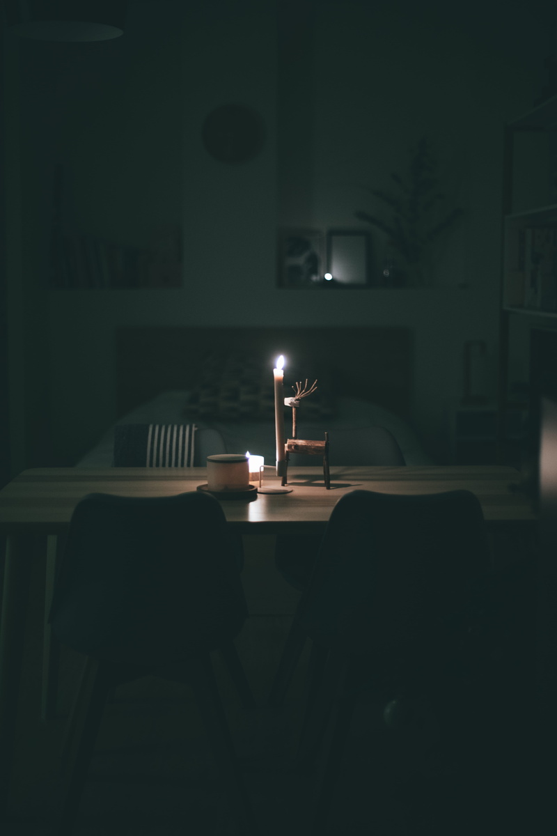 domestic room, table, illuminated, no people, lighting equipment, glowing, hygge, dark, nature, 5K, fire, absence, burning, fire - natural phenomenon