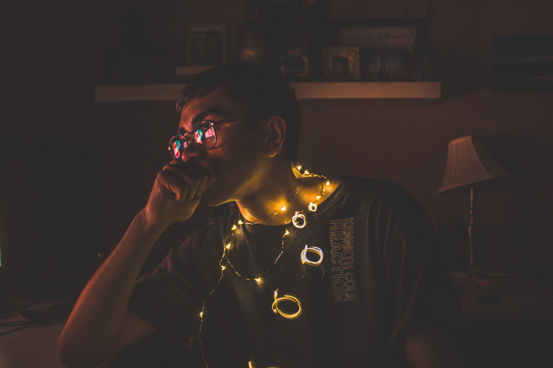 portrait, brendonttv, fairystring, one person, casual clothing, waist up, fairy light, lights, canada, neon sign, neon, young men, hairstyle, technology