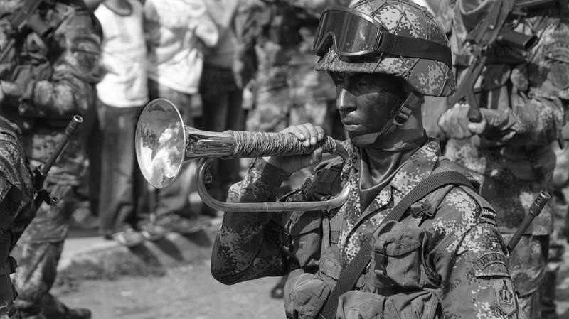 focus on foreground, military, face, parade, military uniform, headwear, 4K, the past, holding, protection, army, clothing, history, trumpet, armed forces
