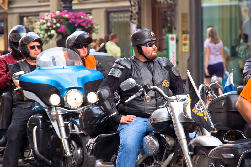 street, driving, mid adult, black, outdoors, vehicle, young men, group of people, leather, motorcyclist, 4K, celebration, parade, three quarter length