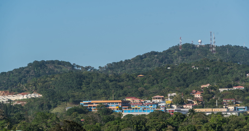 panoramic, architecture, blue, built structure, travel, tropical, pollution, sunny, plant, city, roatan, building exterior, building, clear sky, land, residential district