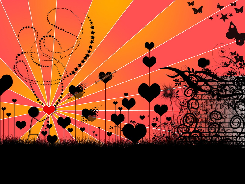 falling, in, butterflies, hd, hearts, silhouette, 720P, love, vines