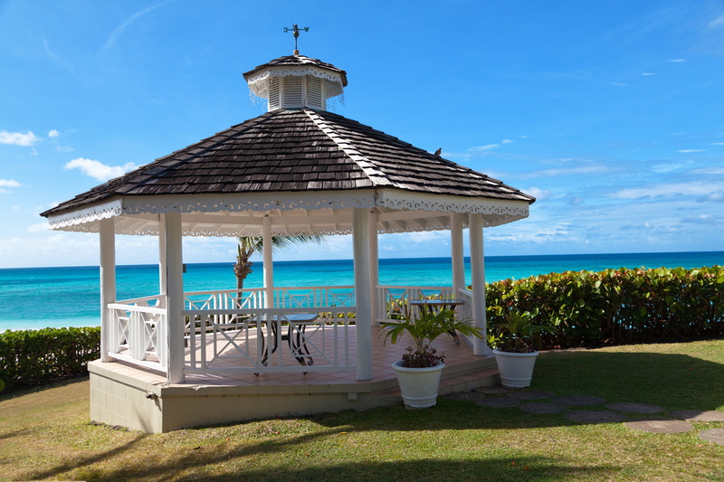 architecture, romantic, cloud - sky, caribbean, land, outdoors, summer, paradise, grass, tropical, 2K, turquoise, vacation, sunny, horizon over water